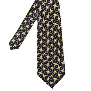 Countess Mara Navy Blue Silk Tie Mens OS Geometric Pinwheel Pattern Necktie